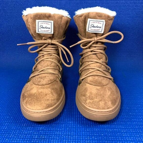 SKECHERS FAUX FUR Women`s Size 7.5 Brown Mid Calf Boots SN 44947 - Picture 2 of 8